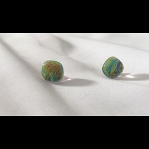 Custom glass stud earrings.